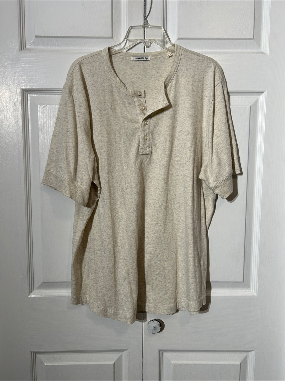 Buck Mason Men's Short Sleeve Henley - Oatmeal Size XL